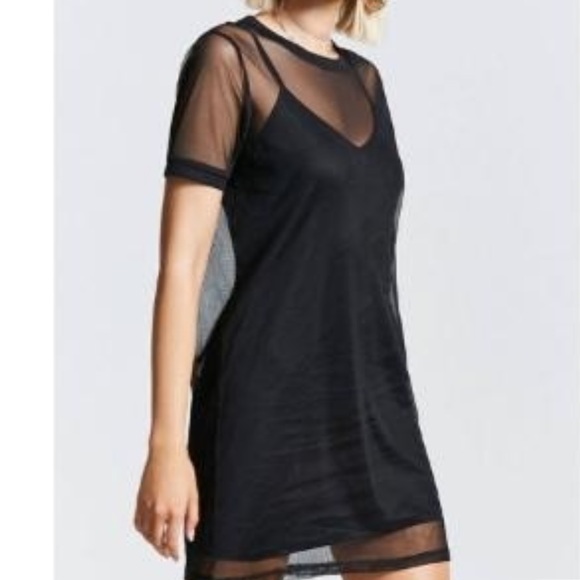 sheer mesh t shirt dress